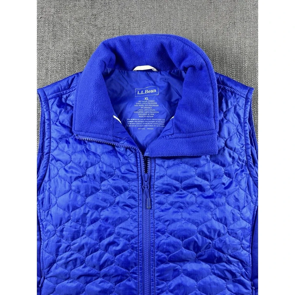 LL Bean Quilted Vest Women's XL Blue Preppy Logo Lightweight Full Zip Outdoor - Picture 2 of 11